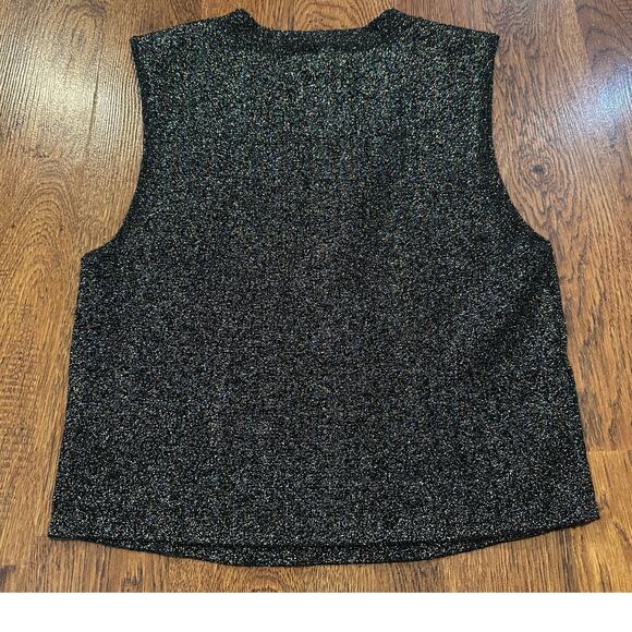 A.L.C. Women’s Mariam Metallic Crop Tank Top Black Size Large – Statement Piece - Picture 2 of 7